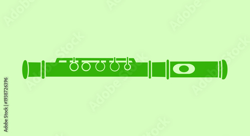 A green flute icon on a light green background, representing music and instruments