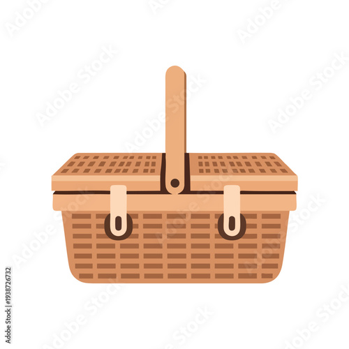 Wicker Picnic Basket with Lid and Handle