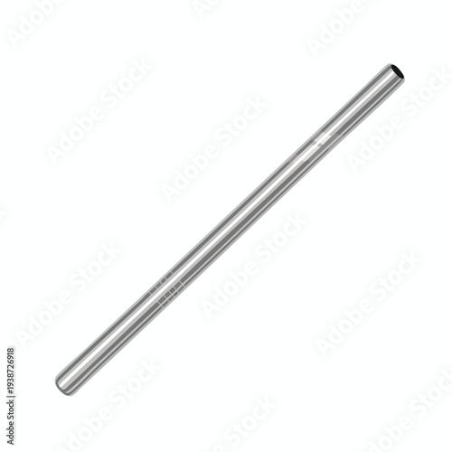 Silver Metal Rod on White Background
