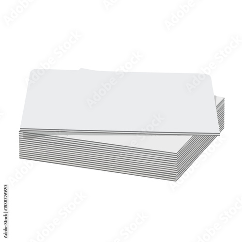 Stack of Blank White Business Cards on White Background