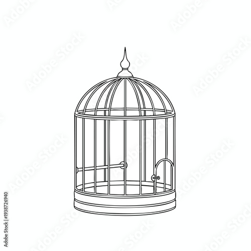 Vintage Style Metal Birdcage Illustration