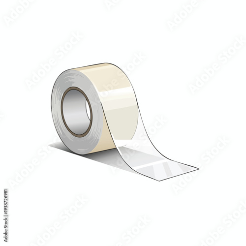 Transparent Adhesive Tape Roll on White Background