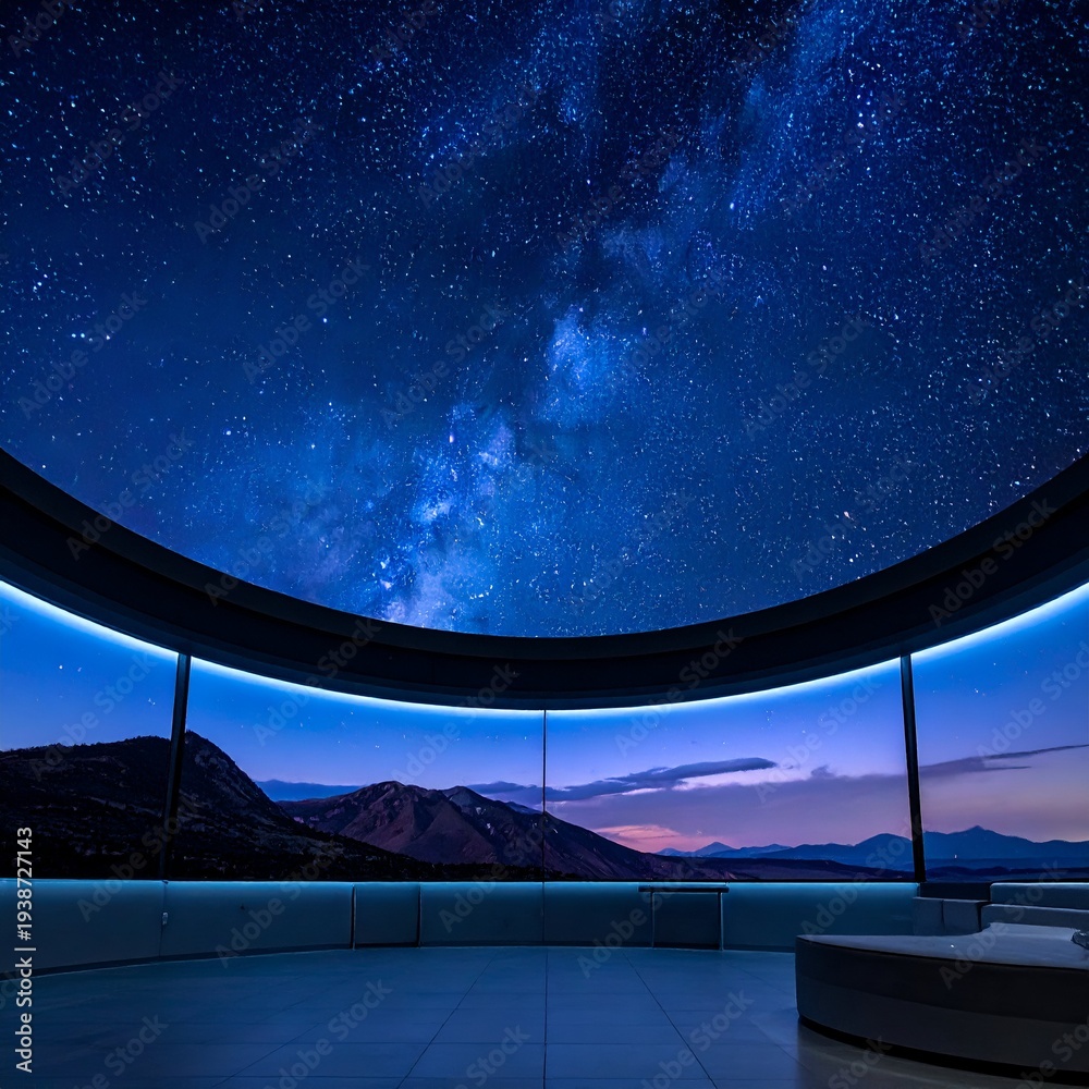 Fototapeta premium Spectacular Night Sky View from Modern Architectural Structure.