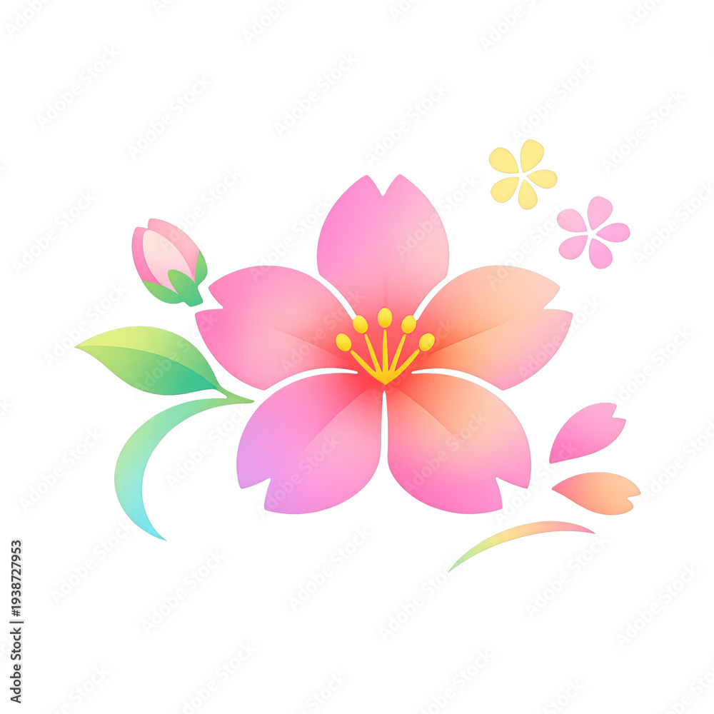 Fototapeta premium PNG Vibrant floral gradient illustration