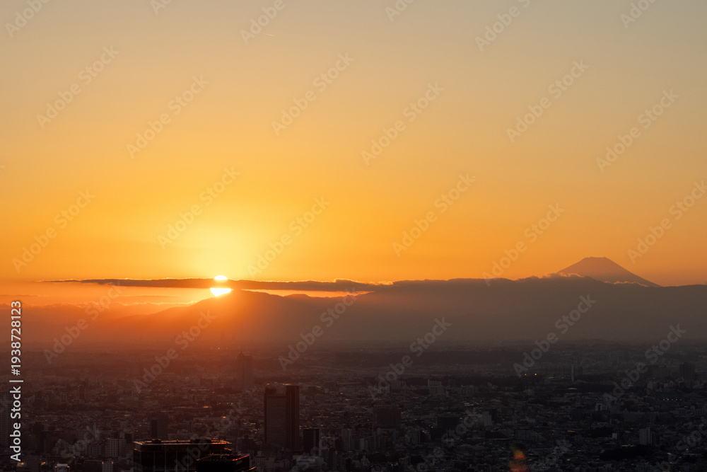 Fototapeta premium View of sunset from Shibuya Sky in Tokyo