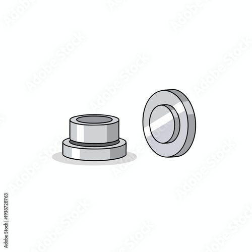 Close up of Mechanical Components Metal Washers and Spacers for Engineering and Manufacturing