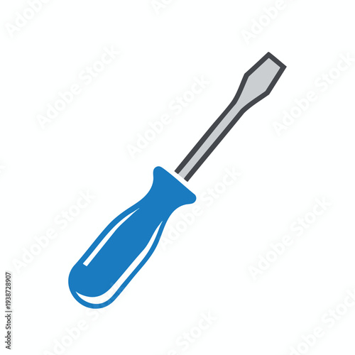 Close up of a Flat Headed Screwdriver on a White Background