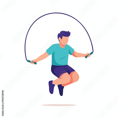 Young Man Jumping Rope in Outdoor Exercise Session