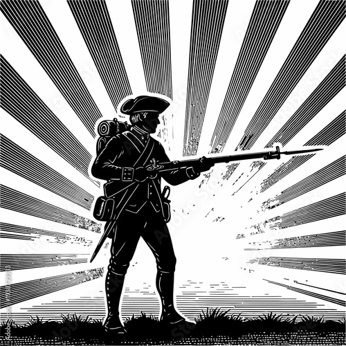 Soldier Standing with Rifle in Hand.