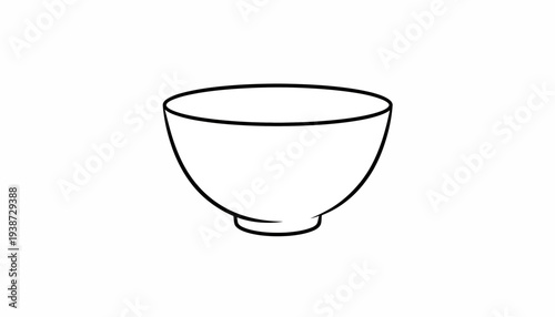 Simple Line Drawing of an Empty Bowl on White Background