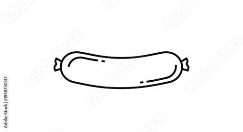 Simple line drawing of a sausage on a white background