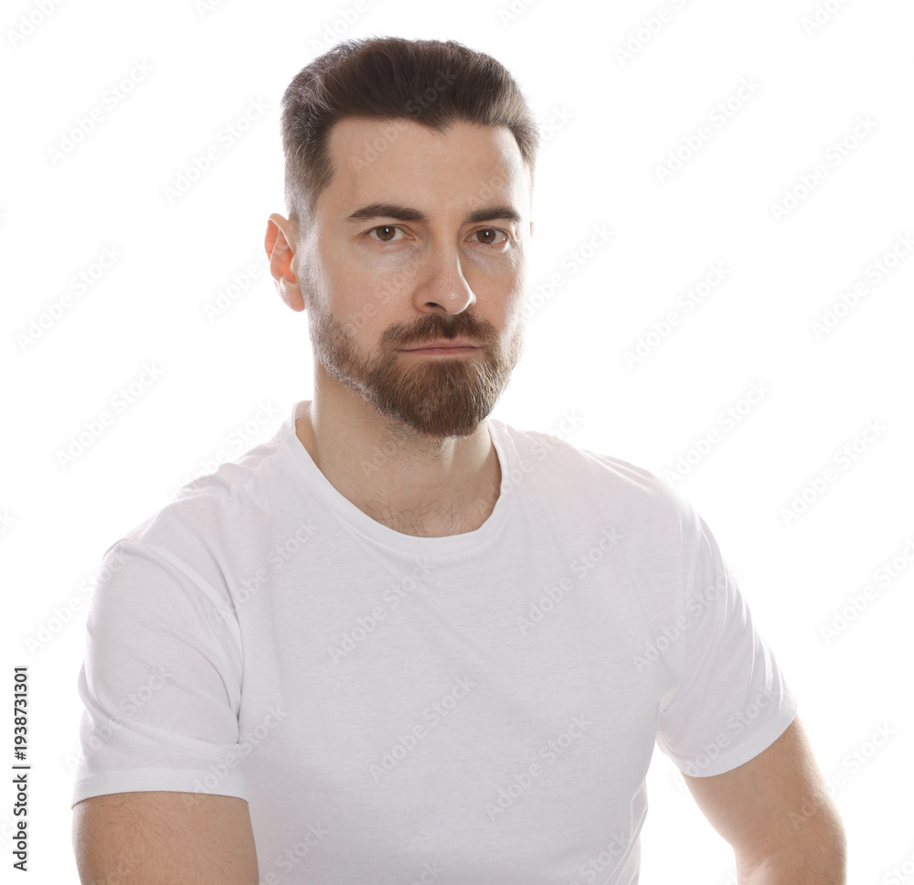 Obraz premium Portrait of bearded man on white background