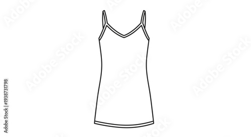 Simple Line Art Illustration of a White Camisole Top with Thin Straps