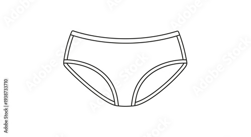 Simple Line Art Icon of Women's Underwear Panties, Minimalist Vector Illustration