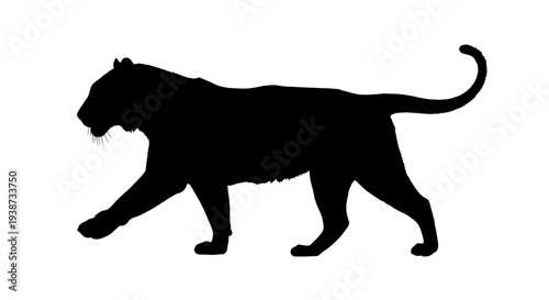 Black Panther Silhouette Walking Profile View 1.