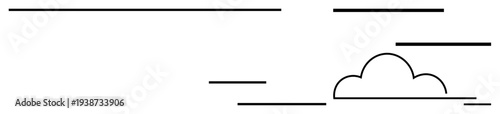 A single cloud with sleek, flowing lines portraying movement, speed, and connections. Ideal for innovation, networking, data transfer, internet cloud computing communication inspiration. Simple