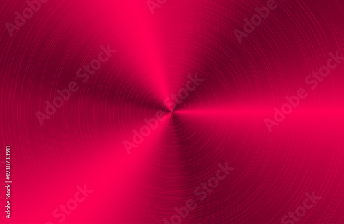 Red Brushed Stainless Steel Metallic Background with Radial Gradient Shine – Abstract Metal Texture Vector Illustration