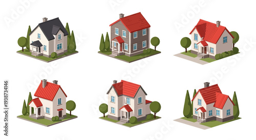 Collection of Various Cartoon House Models.