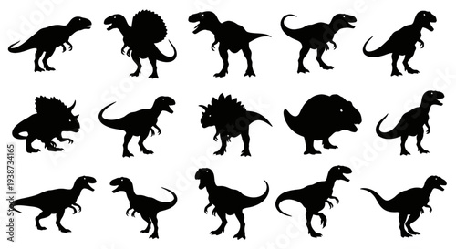 Collection of Various Dinosaur Silhouettes.