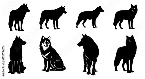 Collection of Various Dog Silhouettes.