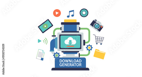 Digital Download Generator Computer System Icons.