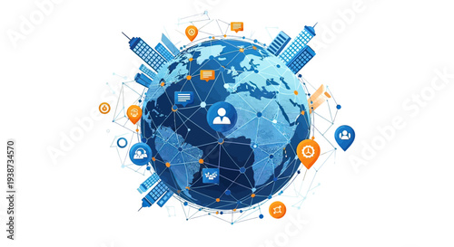 Global Network Connection Technology Illustration.