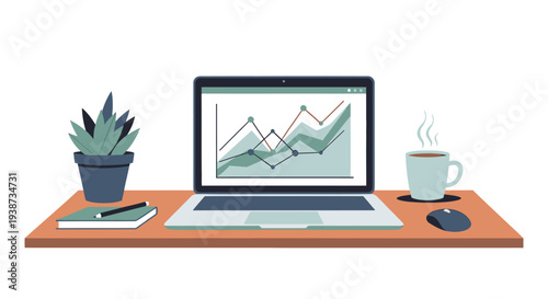 Laptop Computer with Graph on Screen.