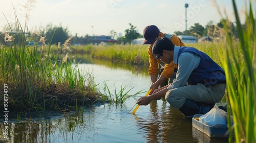 Two researchers examining a waterway (1)