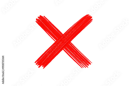 Red x mark drawing, symbolizing denial, cancellation, error, stop, forbidden, and wrong sign on transparent background