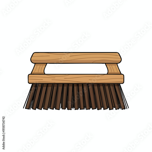 Cleaning Brush with Wooden Handle and Stiff Bristles for Surface Cleaning