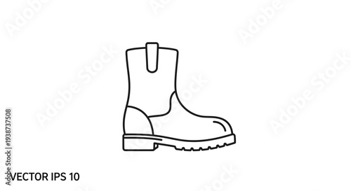 Work Boot Icon Vector Line Art Illustration