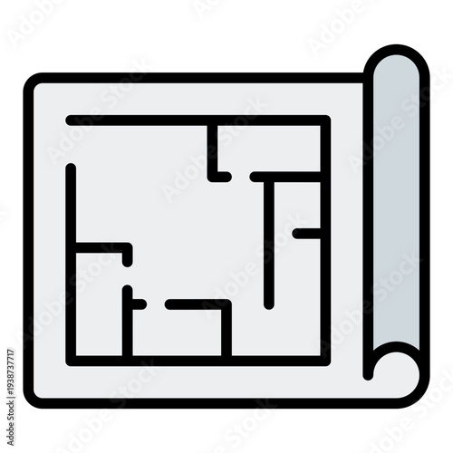 Blueprint Filled Line Icon. Design planning symbol. Creative process and innovation development Filled Line Icon