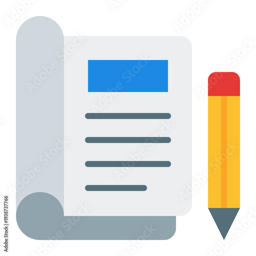 Editorial Flat Icon. Content creation symbol. Media design and creative publishing Flat Icon