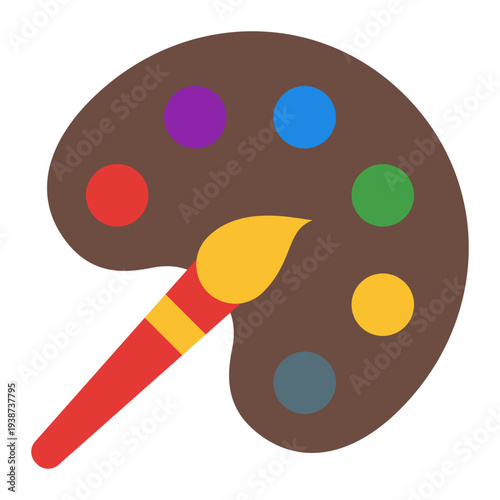 Color palette Flat Icon. Graphic design tool symbol. Creativity and color selection Flat Icon