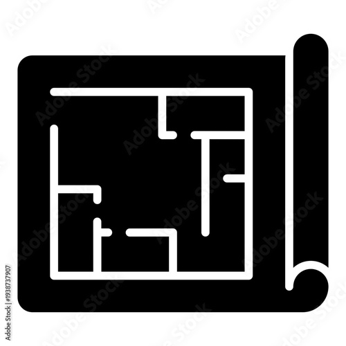 Blueprint Glyph Icon. Design planning symbol. Creative process and innovation development Glyph Icon