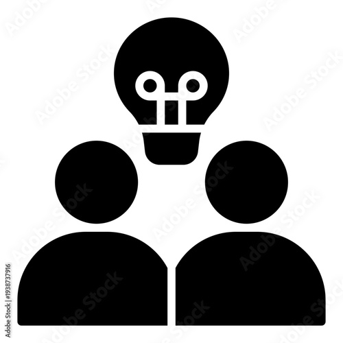 Brainstorming Glyph Icon. Idea discussion symbol. Innovation process and creative teamwork Glyph Icon