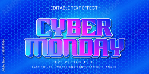 Cyber Monday Editable Text Effect with Neon Gradient Technology Background