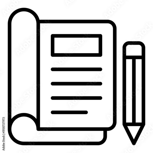 Editorial Line Icon. Content creation symbol. Media design and creative publishing Line Icon