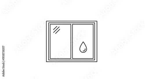 Window with Rain Drops and Sun Rays - Cleanliness and Weather Icon