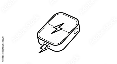 Wireless charger icon, power bank, battery charging, energy symbol, portable power