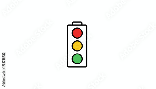 Traffic Light Icon with Red, Yellow, and Green Lights - Simple Vector Illustration