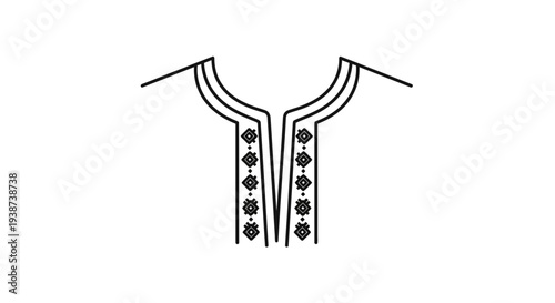 Traditional Moroccan Kaftan Neckline with Embroidery Detail