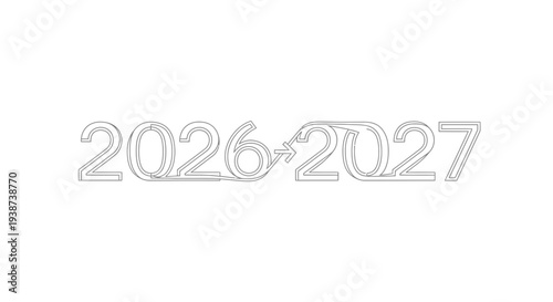 Transition from 2026 to 2027 with arrows, symbolizing progress and future planning