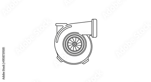 Turbocharger Icon, Automotive Engine Part, Vector Illustration