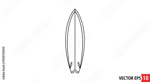 Surfboard Outline Icon, Simple Vector Illustration of a Surfboard