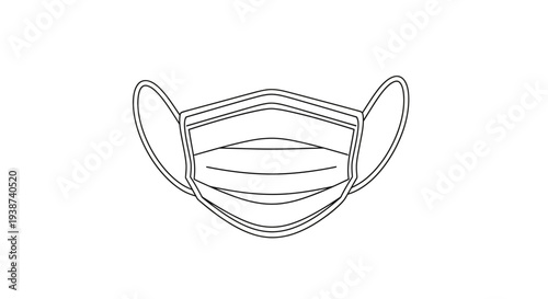 Surgical Face Mask Line Art Icon, Medical Protection Equipment, Health Care Symbol
