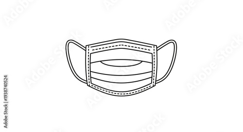Surgical Face Mask Line Art Icon, Medical Protection Equipment, Simple Vector Illustration