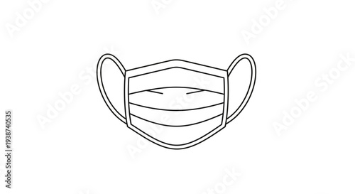 Surgical Face Mask Line Art Icon