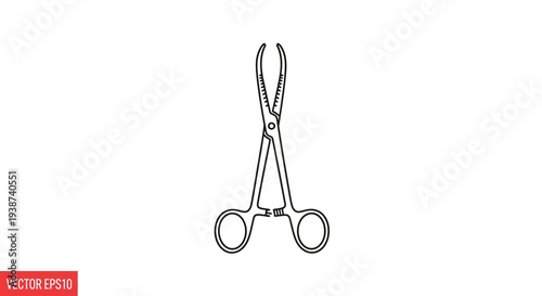 Surgical Forceps, Medical Clamp, Surgical Instrument, Vector Illustration