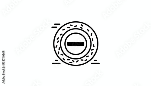 Sushi Roll Icon with Minus Sign, Japanese Food Symbol, Simple Vector Illustration